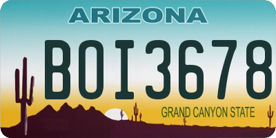 AZ license plate BOI3678