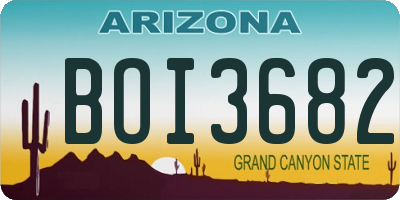 AZ license plate BOI3682