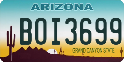 AZ license plate BOI3699