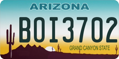 AZ license plate BOI3702