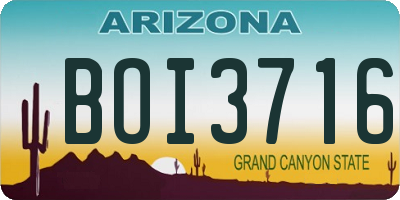 AZ license plate BOI3716