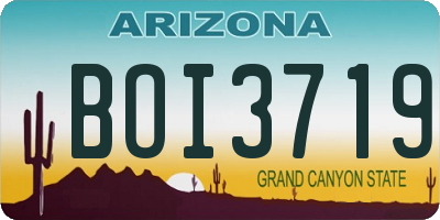 AZ license plate BOI3719