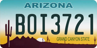 AZ license plate BOI3721