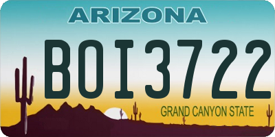 AZ license plate BOI3722