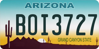AZ license plate BOI3727