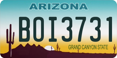 AZ license plate BOI3731