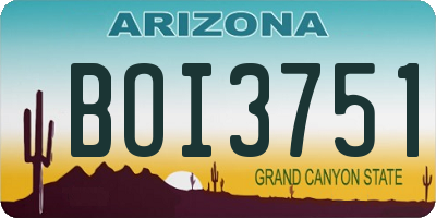 AZ license plate BOI3751