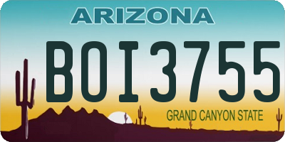 AZ license plate BOI3755