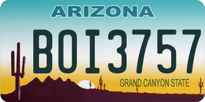 AZ license plate BOI3757