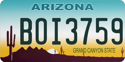 AZ license plate BOI3759
