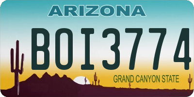 AZ license plate BOI3774