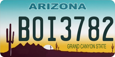 AZ license plate BOI3782