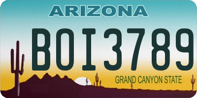 AZ license plate BOI3789