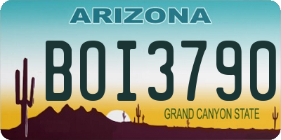 AZ license plate BOI3790