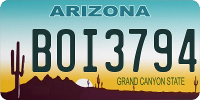 AZ license plate BOI3794