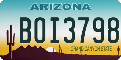 AZ license plate BOI3798