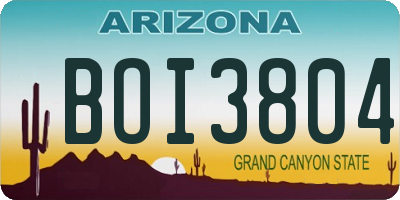 AZ license plate BOI3804