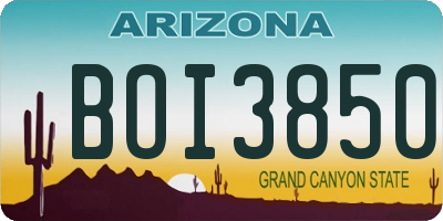 AZ license plate BOI3850