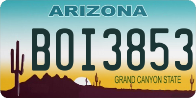 AZ license plate BOI3853