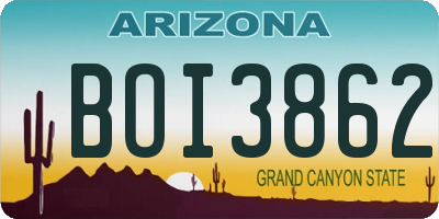 AZ license plate BOI3862