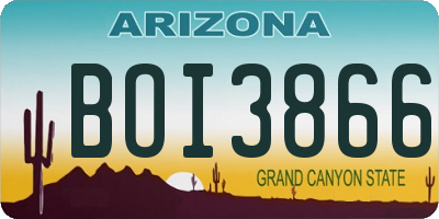 AZ license plate BOI3866