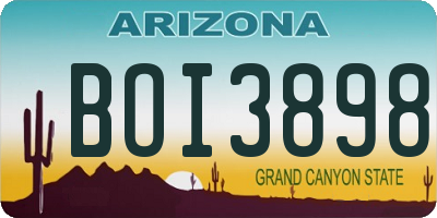 AZ license plate BOI3898