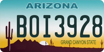 AZ license plate BOI3928
