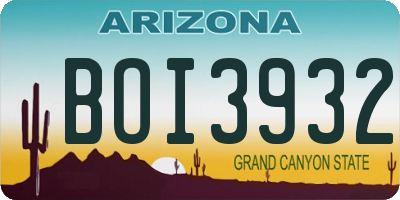 AZ license plate BOI3932