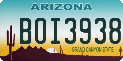 AZ license plate BOI3938