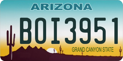 AZ license plate BOI3951
