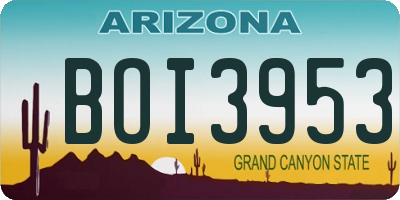 AZ license plate BOI3953