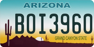 AZ license plate BOI3960