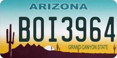 AZ license plate BOI3964