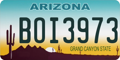 AZ license plate BOI3973