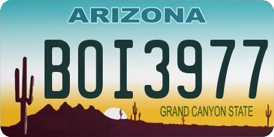 AZ license plate BOI3977