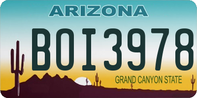 AZ license plate BOI3978