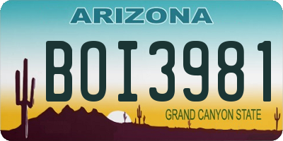 AZ license plate BOI3981