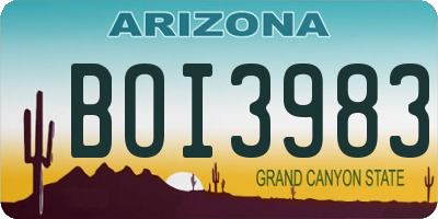 AZ license plate BOI3983