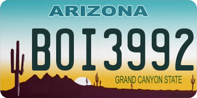 AZ license plate BOI3992