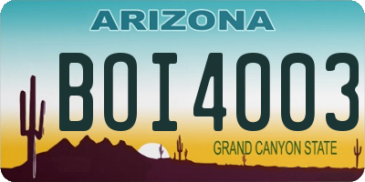 AZ license plate BOI4003