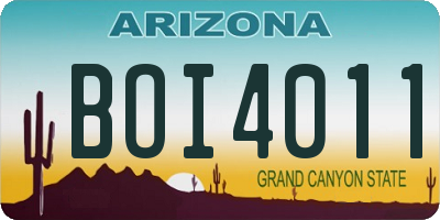 AZ license plate BOI4011
