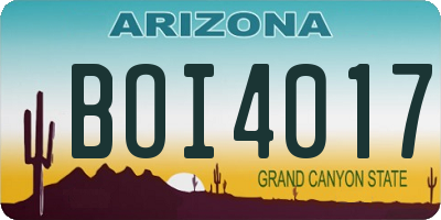 AZ license plate BOI4017