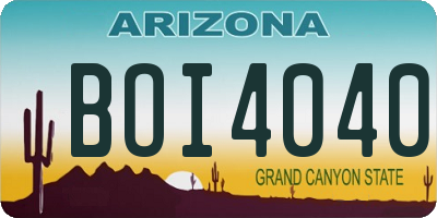 AZ license plate BOI4040