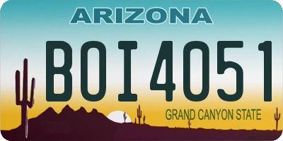 AZ license plate BOI4051