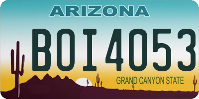 AZ license plate BOI4053