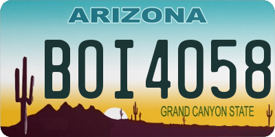 AZ license plate BOI4058