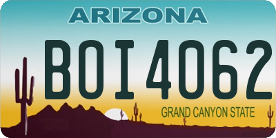 AZ license plate BOI4062