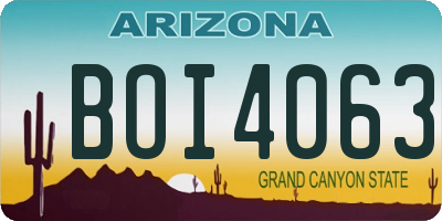 AZ license plate BOI4063