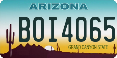 AZ license plate BOI4065