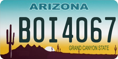 AZ license plate BOI4067